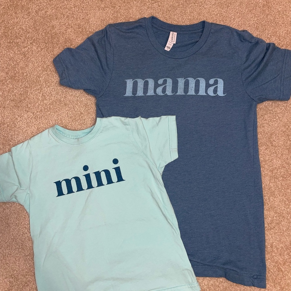 Bella Canvas Mama and Mini Teal and Navy T-Shirts